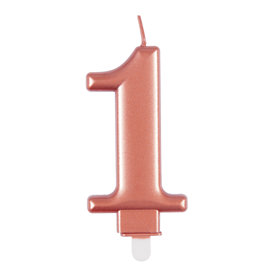Unique Party Candle Number 1 Metallic Rose Gold