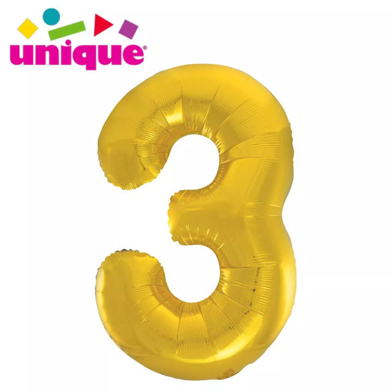 Unique Foil Balloon Classic Gold 34" Number 3