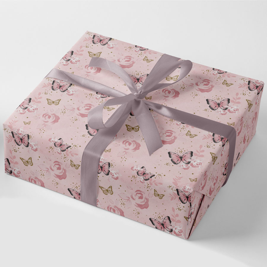 Flatwrap Butterflies Pink 24 Sheets + 12 Tags