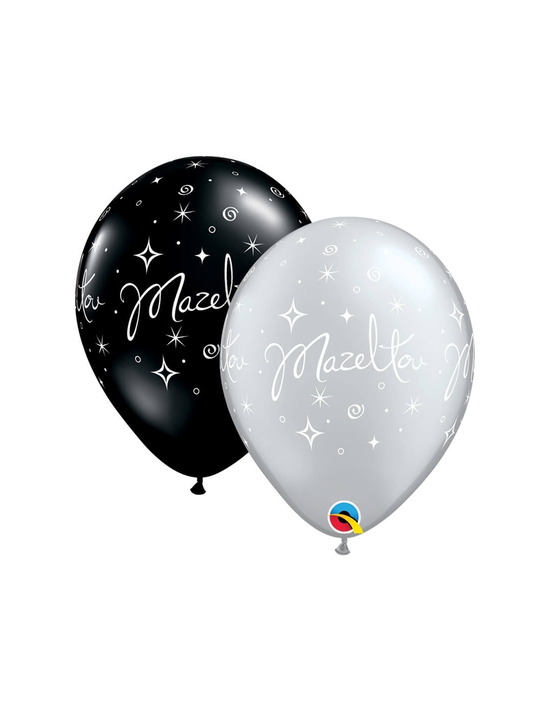 Qualatex 25 Pack Mazel Tov Black & Silver 11"