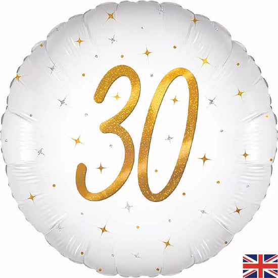 Oaktree Sparkle White Age 30 18" Foil Balloon