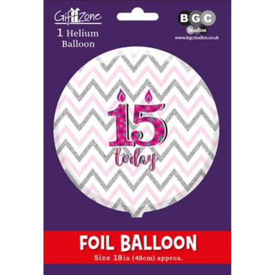 Foil Balloon 18" Round Holographic Age 15