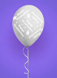 Eight latex printed graduation balloons in vibrant colors, designed for celebration and decoration.