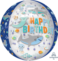 Anagram Birthday Sharks 15" Orbz Balloon