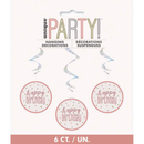 Unique Birthday Rose Gold 32" Hanging Swirl 6pk