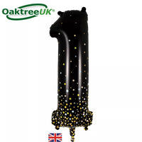 Oaktree black and gold foil number 1 balloon, 34 inches, shiny and festive for celebrations and special events.