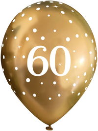 6ct Latex Balloon 11" 60Th Sparkling Fizz Gold