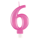 Unique Party Candle Number 6 Metallic Pink