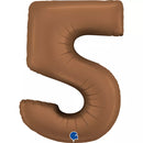 Grabo satin chocolate foil balloon in number 5 shape, 40 inches tall, with shiny, smooth surface for celebration decorations