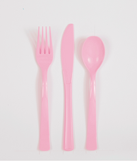 Unique Party Pink Reusable Plastic Cutlery 18pk