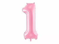 PartyDeco pink foil number 1 balloon, 34-inch size, shiny metallic finish, perfect for celebrations or birthday parties