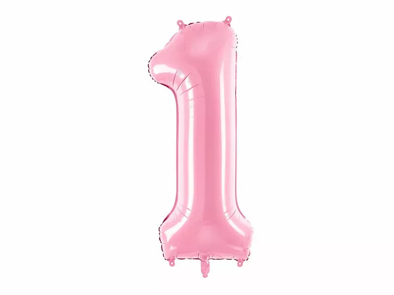 PartyDeco pink foil number 1 balloon, 34-inch size, shiny metallic finish, perfect for celebrations or birthday parties