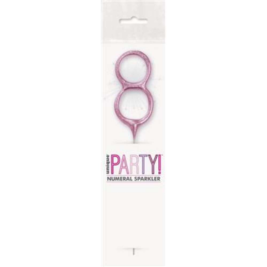 Unique Party Candle Sparkler Number 8 Pink 7