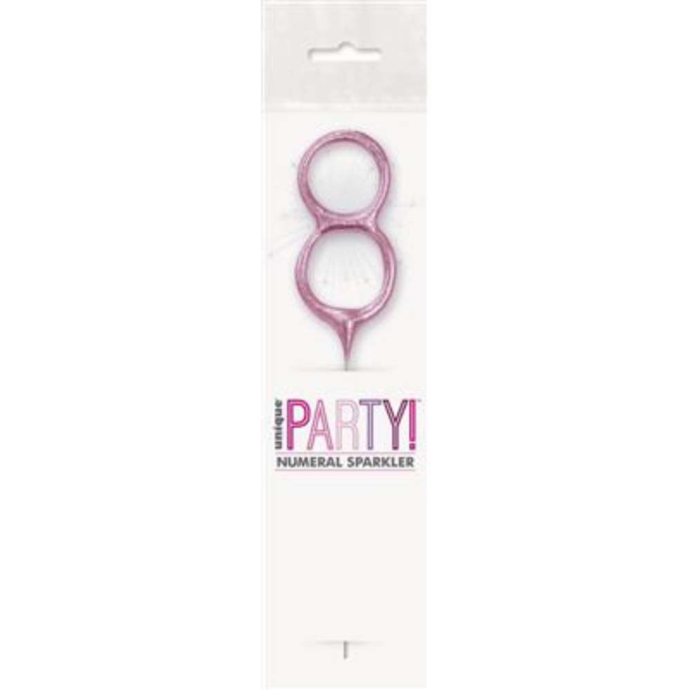 Unique Party Candle Sparkler Number 8 Pink 7