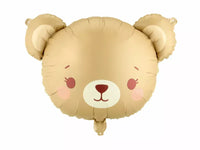 PartyDeco 22-inch foil balloon shaped like a bear, colorful and shiny, perfect for celebrations and party decorations.