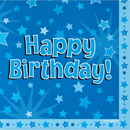 Happy Birthday Blue 3-ply Napkins 33x33cm 16pk