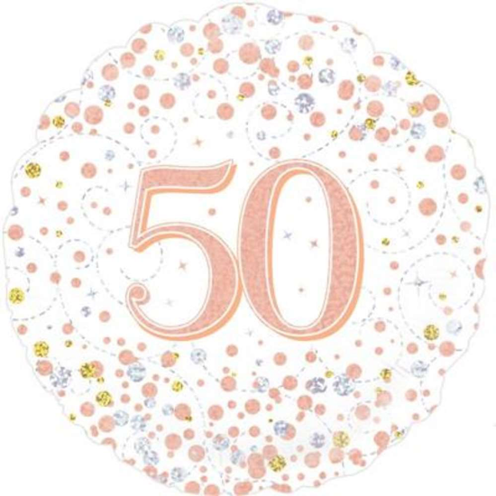 Oaktree Sparkling Fizz Age 50 Rose Gold 18" Foil