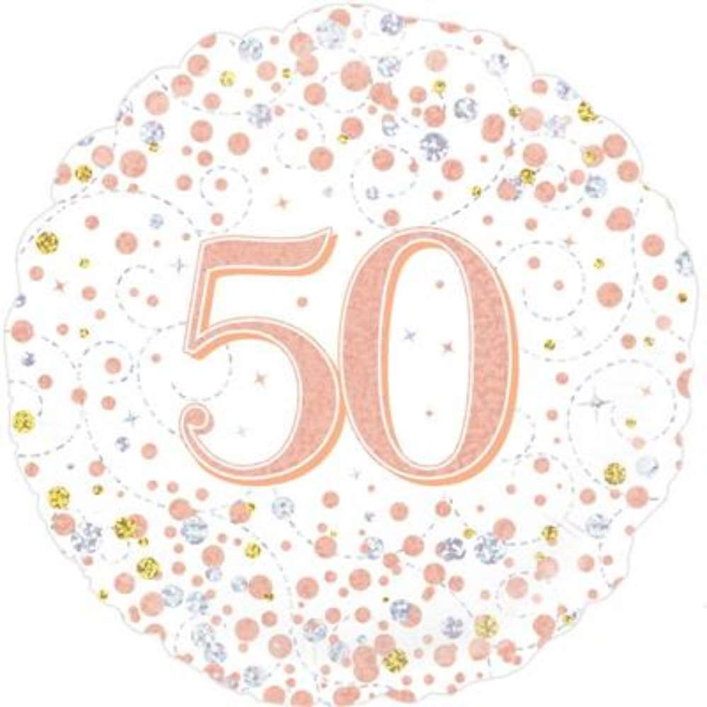 Oaktree Sparkling Fizz Age 50 Rose Gold 18" Foil
