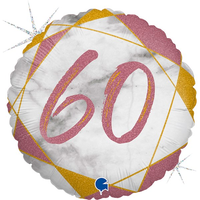 60th Birthday Rose Gold Marble 18" Foil Balloon