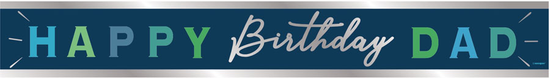 Unique Banner Happy Birthday Dad Blue 9ft