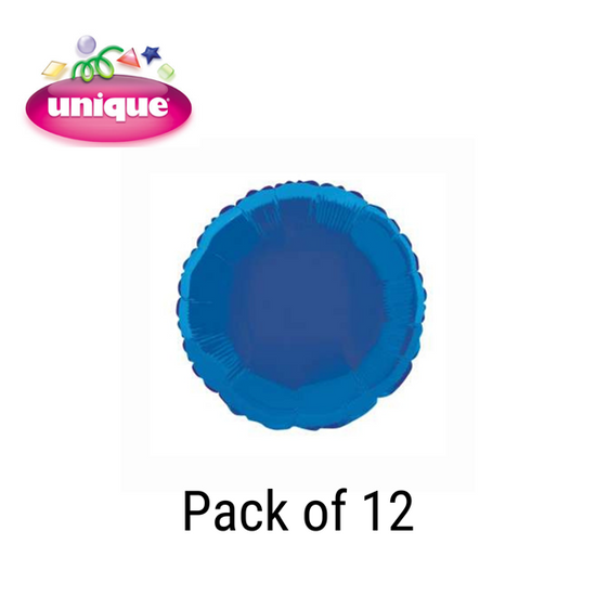Unique 12 Pack Foil Balloon Royal Blue Round 18