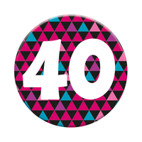 Six small Tiger Feet birthday badges with the number 40 for celebrating age milestones, featuring colorful designs.