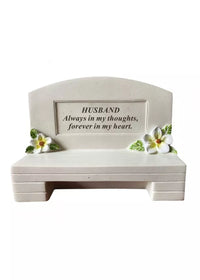 David Fischoff Memorial Bench Husband keepsake with engraved tribute, featuring a detailed carved design and heartfelt inscription.