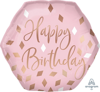 Anagram Blush Hexagon Birthday 23" Foil Balloon