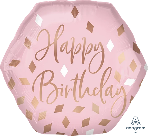 Anagram Blush Hexagon Birthday 23" Foil Balloon