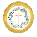 Foil Balloon 18" Round Botanical Cross