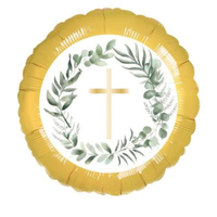 Foil Balloon 18" Round Botanical Cross