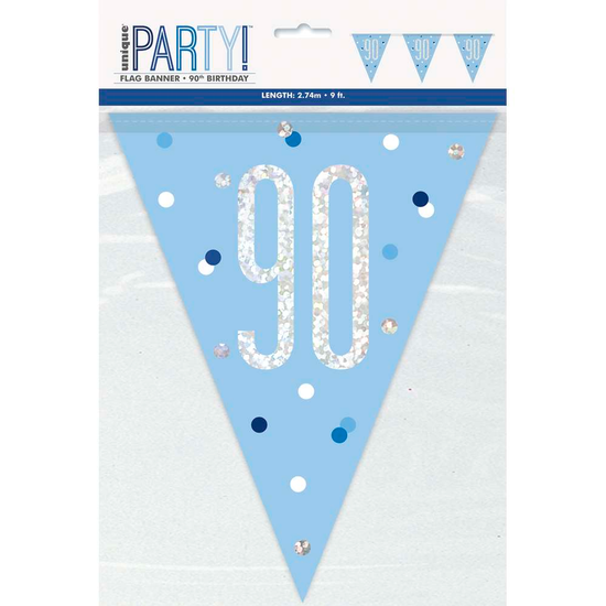 Unique Flag Banner Light Blue Glitz Age 90 9ft