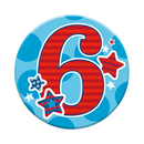 Six small Tiger Feet birthday badges displaying the age 6, perfect for celebrating a child's sixth birthday.