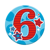 Six small Tiger Feet birthday badges displaying the age 6, perfect for celebrating a child's sixth birthday.