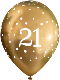 6ct Latex Balloon 11" 21St Sparkling Fizz Gold