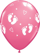 Qualatex Rose Baby Footprints 11" Latex 25pk