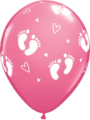 Qualatex Rose Baby Footprints 11" Latex 25pk