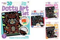 Kandy Toys 3D Dotty Art Set 24-pack craft kit with colorful dot stickers and tools for creative 3D dot art projects.