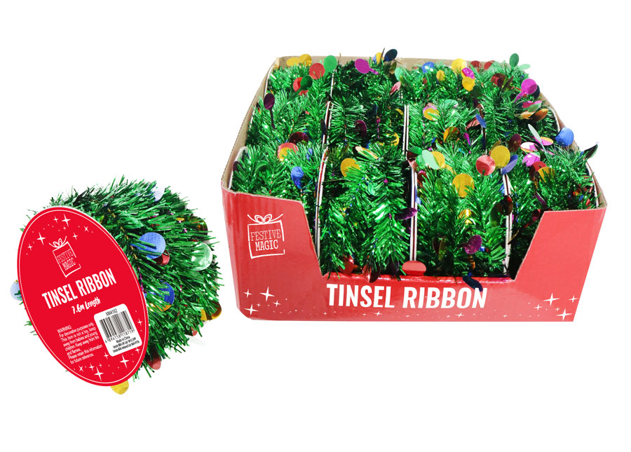 Uncle Bills Tinsel Garland Rainbow Dots 7.6m