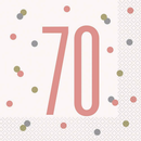 Rose Gold Glitz 70th Birthday Napkins 16pk