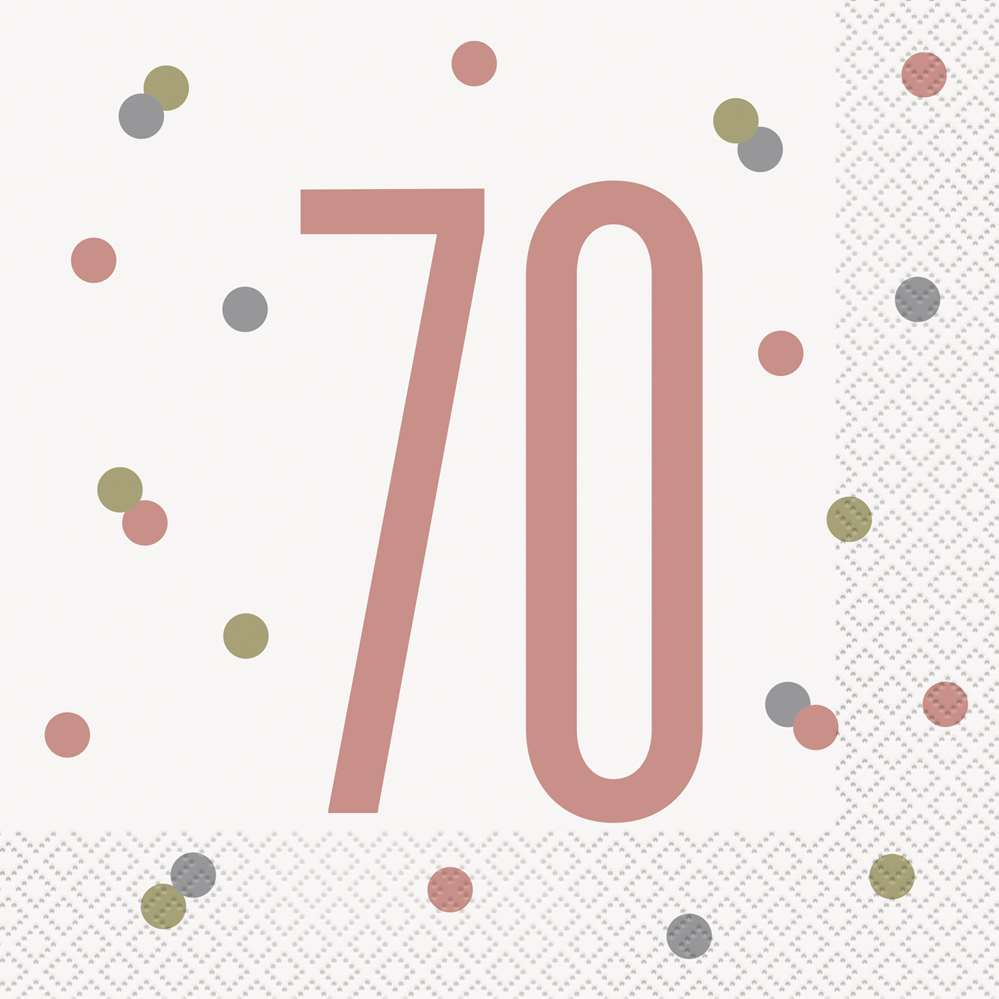 Rose Gold Glitz 70th Birthday Napkins 16pk