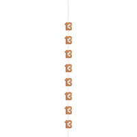 5ft hanging rose gold decor banner for 13th birthday party, glitzy and festive by Unique.