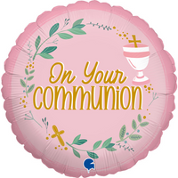 Grabo Pink On Your Communion 18" Foil Balloon