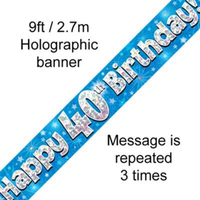 Oaktree Banner Age 40 Blue Holographic 9ft