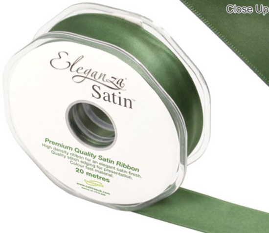 Eleganza Satin Ribbon Sage Green 25mm x 20m