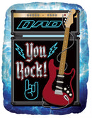 TRI Foil Balloon "Dad You Rock" 36-inch with bold gold and black lettering, shaped like a large celebratory sign for Father's Day.