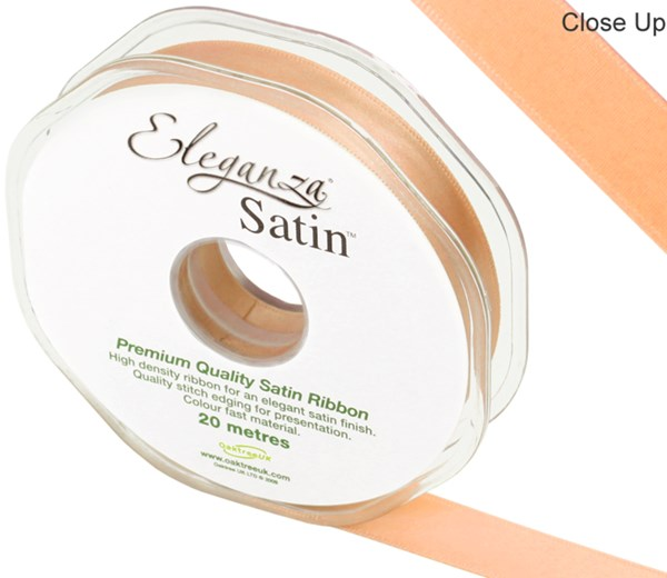 Eleganza Satin Ribbon Peach 15mm x 20m