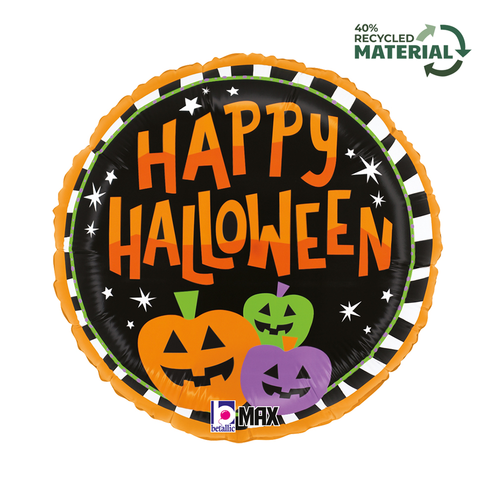 Grabo Foil Balloon Halloween Stripe Pumpkins 18"