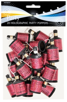 Unique Glitz Party Poppers Pink 20pk