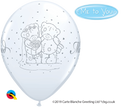 Qualatex 25-pack printed latex balloons featuring Tatty Teddy and Just Married designs, 11-inch size for wedding celebrations.